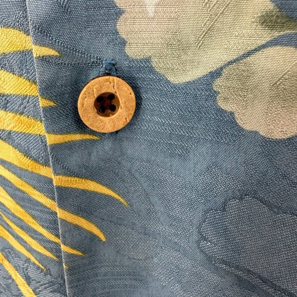 Tommy Bahama Mens Silk Blue Tropical Floral Short Sleeve Button-Down Shirt S - Picture 6 of 12